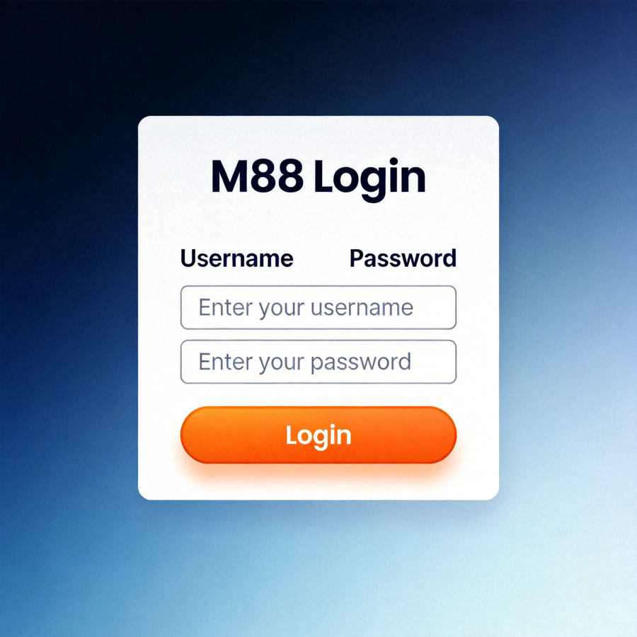 Tampilan halaman login M88 versi desktop dengan form input yang jelas dan tombol login yang mencolok